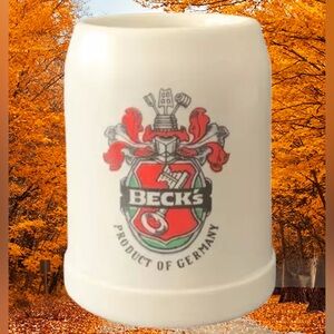 Vintage Beck’s Beer Product of Germany Stoneware Beer Shot Mug Ceramarte Brazil